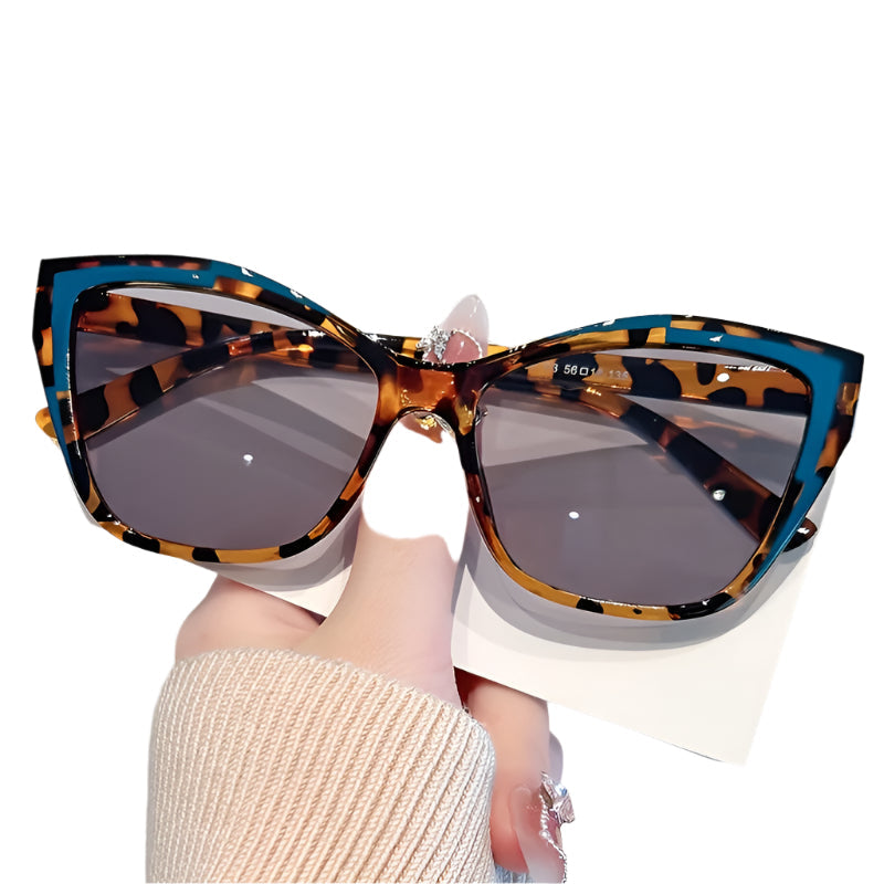 Women's Fashion Cat Eye Color Block Frame Gradient  Leopard Print Glasses