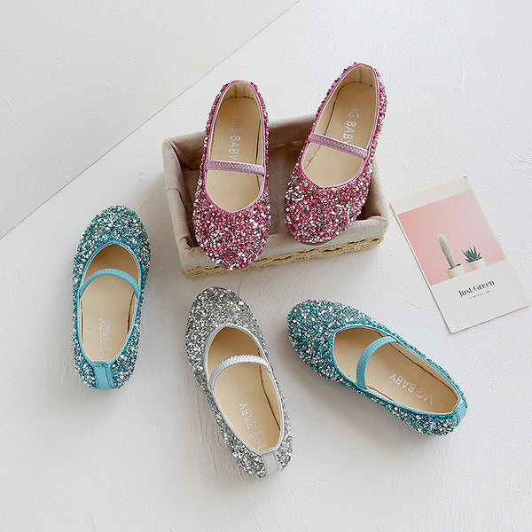 Girls Sequins Crystal Toe Cap
