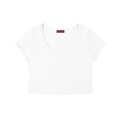 Women's Solid Color Slim Crop T-Shirt