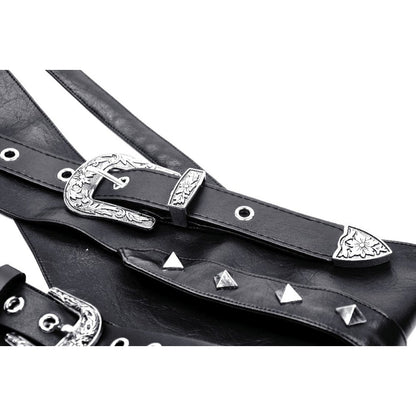 Dark in Love Elvira Faux Leather Layered Goth Waist Belt