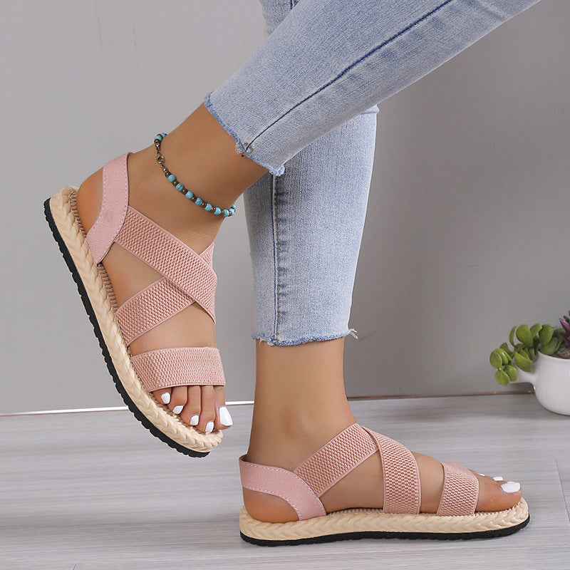 Chaussures Romaines Plates Étudiants Fond Souple Grande Taille Croisées