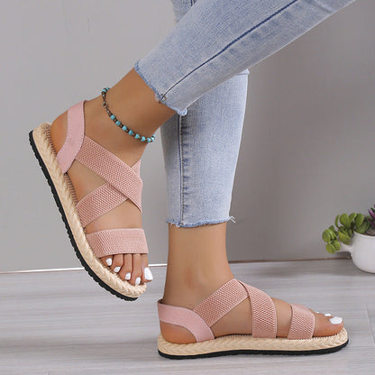 Chaussures Romaines Plates Étudiants Fond Souple Grande Taille Croisées