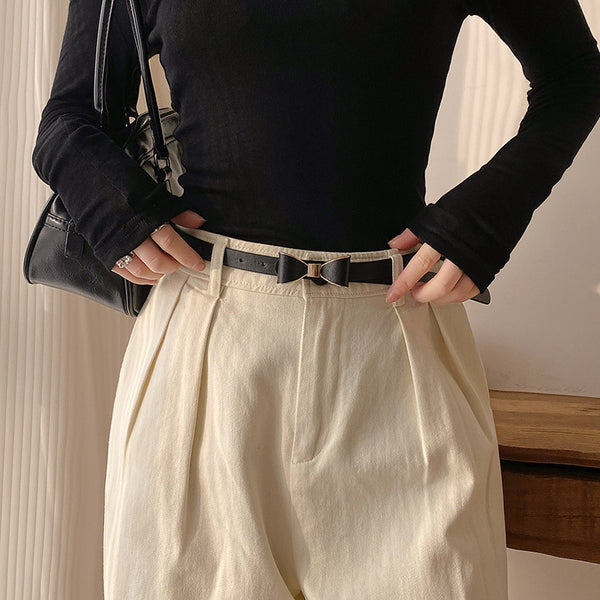 Ceinture fine coréenne à nœud pour femme, assortie à tout