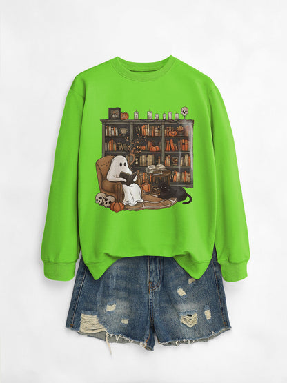Womens Bookshelf Ghost Sweater