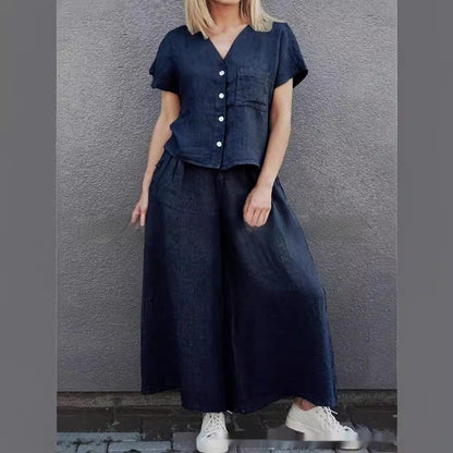 Women's Shirt Wide-leg Pants Suit