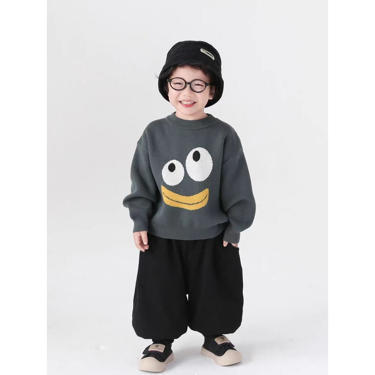 Cute Patterned Crew-neck Top For Boys