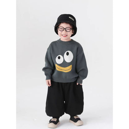 Cute Patterned Crew-neck Top For Boys