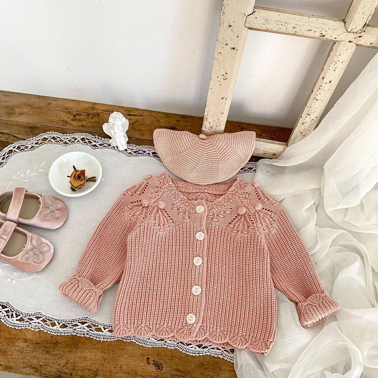 Baby Knitted Lace Wool Cardigan Coat