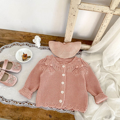 Baby Knitted Lace Wool Cardigan Coat