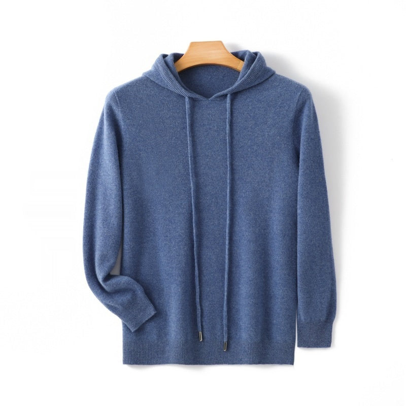 Men's Hooded Solid Color Skin-friendly Knitted Warm Hoodie Bottoming Shirt