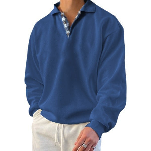 Mens Long Sleeve V-neck Lapel sweater
