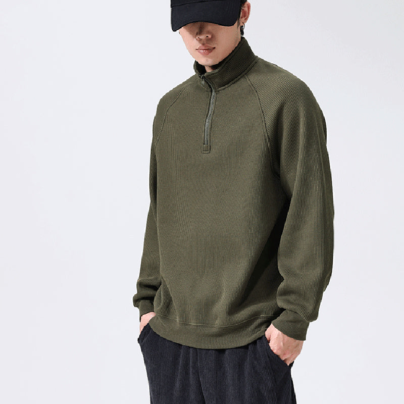 Mens Stand-collar Fleece Sweatshirt