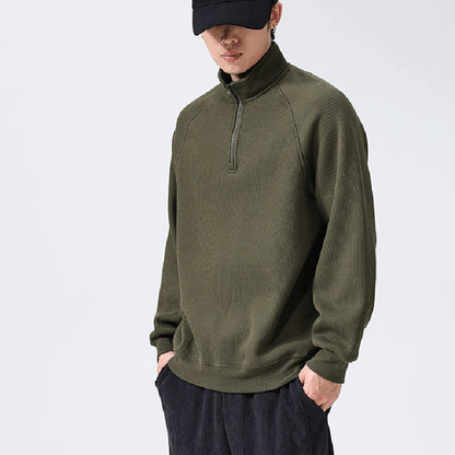 Mens Stand-collar Fleece Sweatshirt