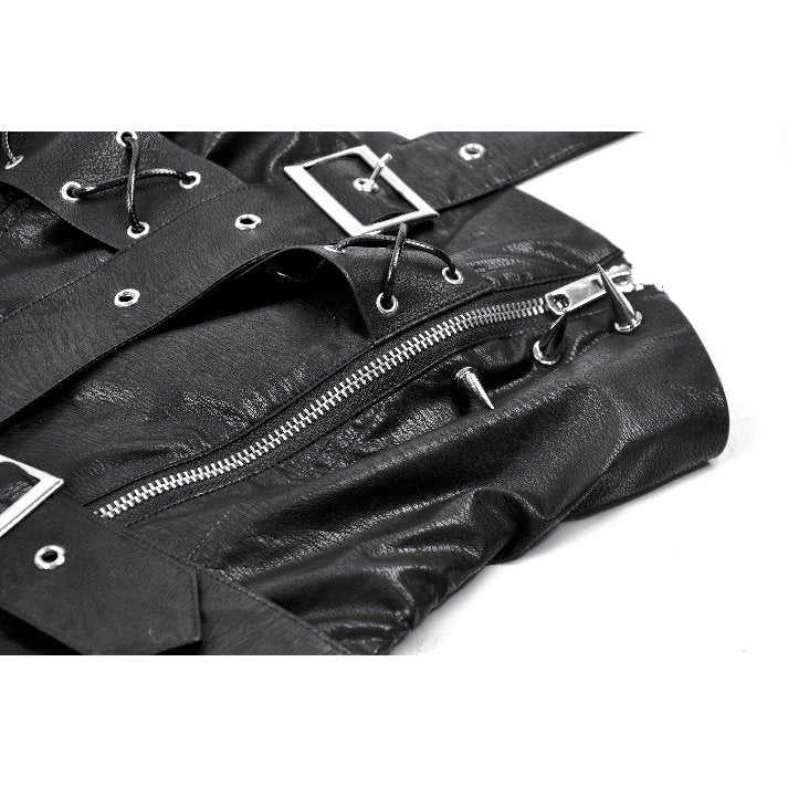 Haut corset en similicuir à une épaule Dark in Love Vespera orné de clous