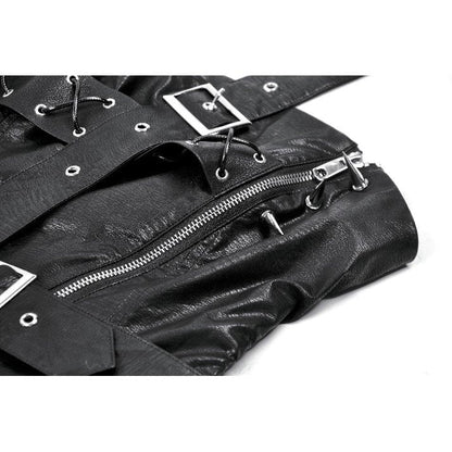 Haut corset en similicuir à une épaule Dark in Love Vespera orné de clous