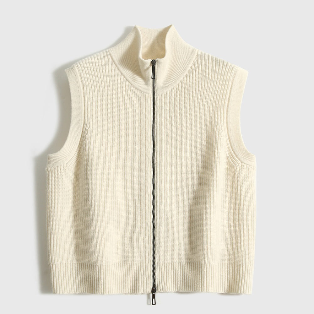 Women's Loose-Knit Wool Cardigan Vest