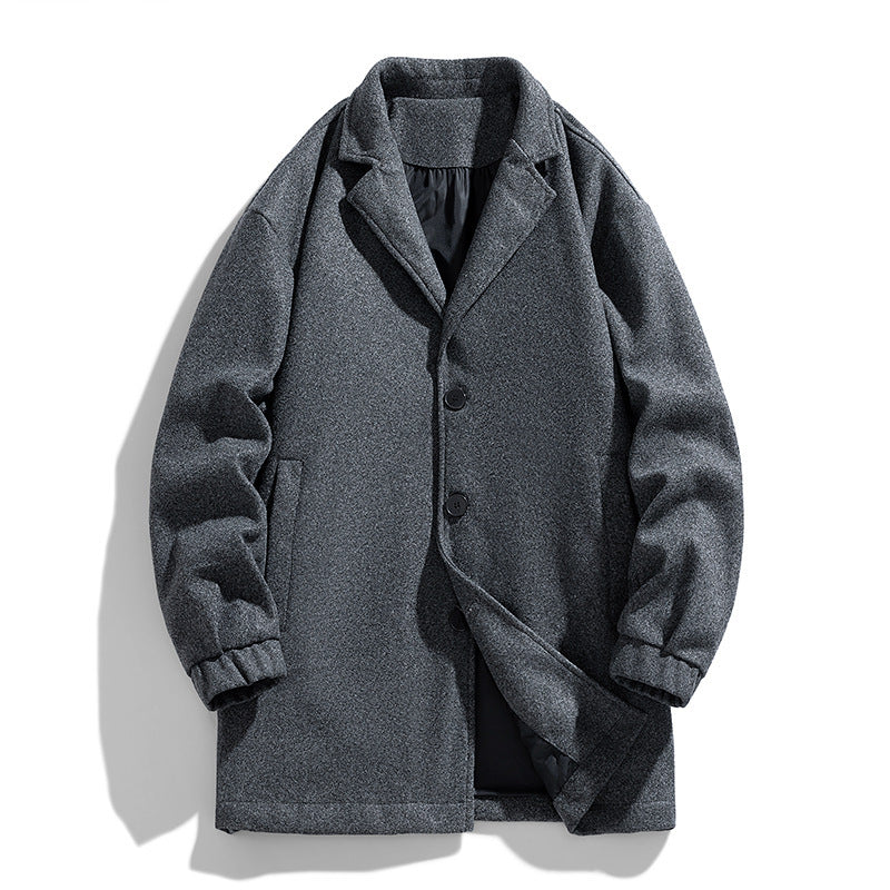 Men's Loose Mid-length Woolen Trench Coat
