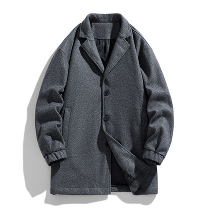 Men's Loose Mid-length Woolen Trench Coat