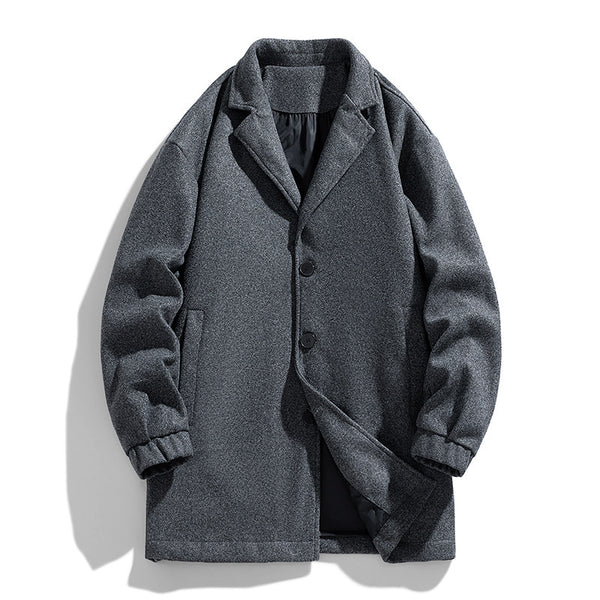 Trench-coat ample mi-long en laine pour homme