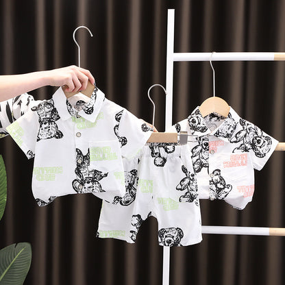 Baby Lapel Short Sleeve Shirt Suit