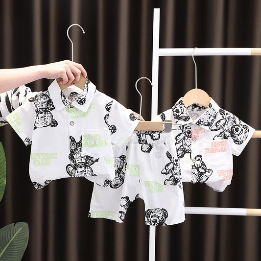 Baby Lapel Short Sleeve Shirt Suit