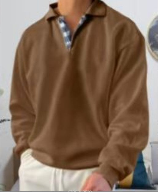 Mens Long Sleeve V-neck Lapel sweater