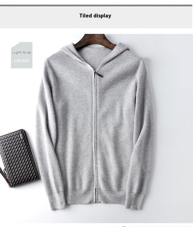 Men's Zipper Hooded Sweater Cardigan