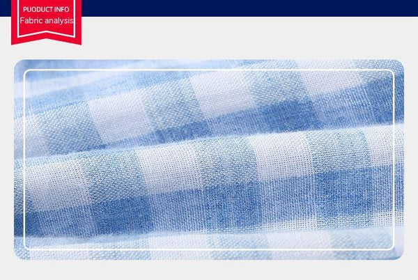 Children's Cotton Blue Short-sleeved Shirt Fashion Casual Short-sleeved Plaid Shirt - Stuffs & Savers