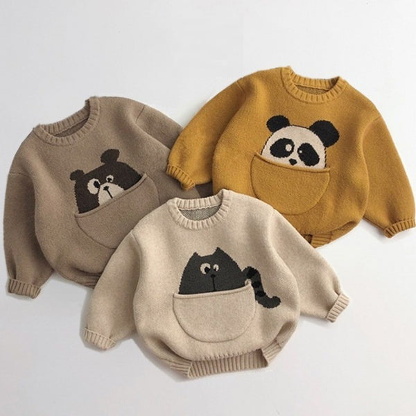 Cartoon Baby Soft Glutinous Sweater Cute Big Pocket - Stuffs & Savers