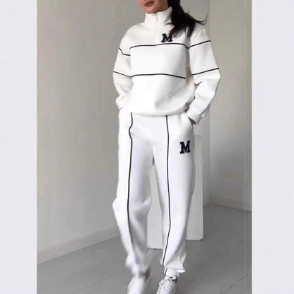 Ensemble 2 pièces femme : Sweat-shirt sans capuche et pantalon de survêtement ample avec poches