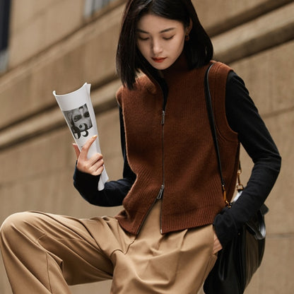 Women's Loose-Knit Wool Cardigan Vest