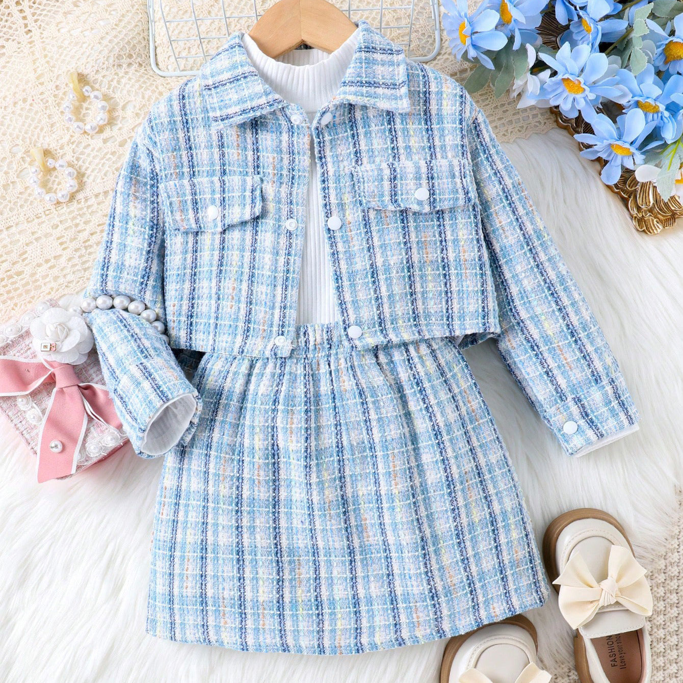 Girls Turtleneck Top Skirt