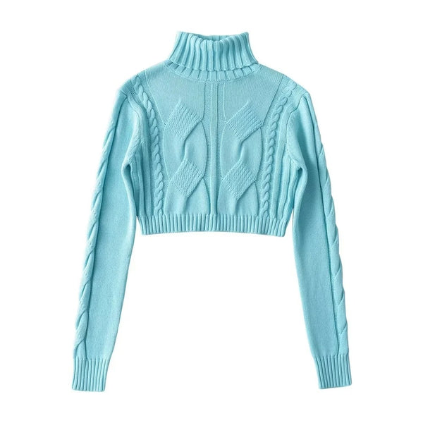 Womens Turtleneck Cable-knit Sweater