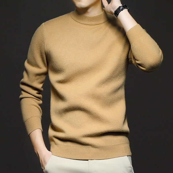Pull Homme Col Montant Tricoté Manches Longues