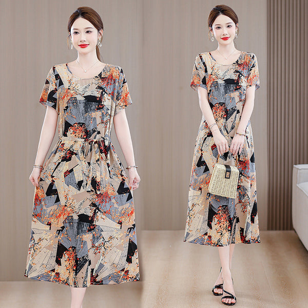 Women's Short Sleeve Cotton Floral Dress