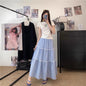 Fresh And Sweet Blue Plaid Cake Skirt