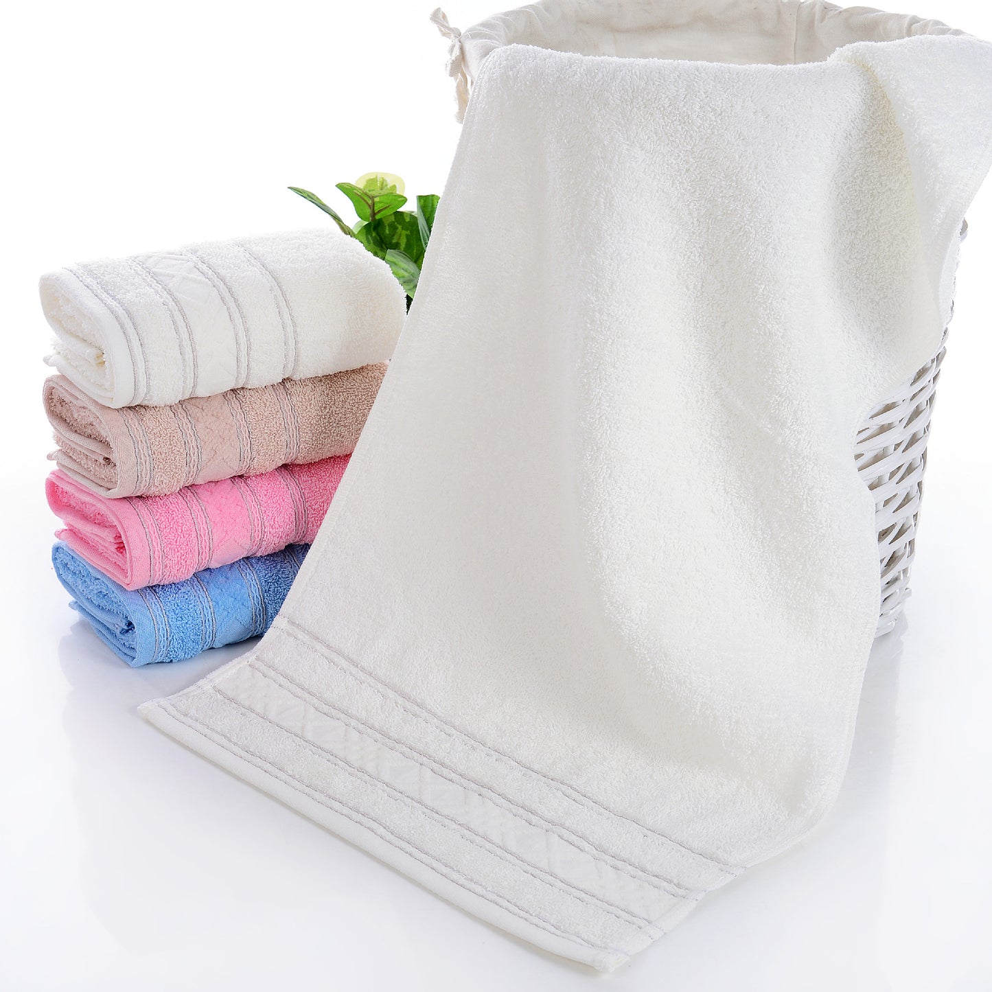 Pure Cotton Towel Soft And Highly Absorbent Solid Color All-cotton With Embroidery