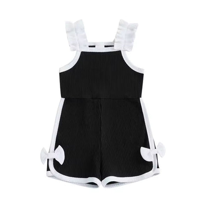Bowknot Casual Suspenders Jumpsuit Shorts