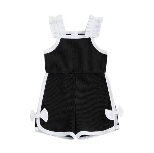 Bowknot Casual Suspenders Jumpsuit Shorts