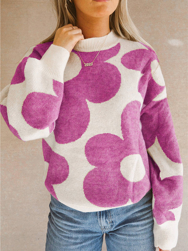 Warm Contrast Color Sweater Women - Stuffs & Savers