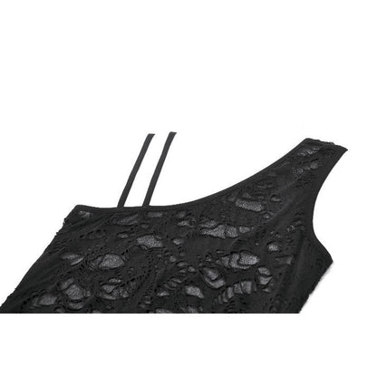 Dark in Love Morrigan One-Shoulder Lace Goth Top in Black