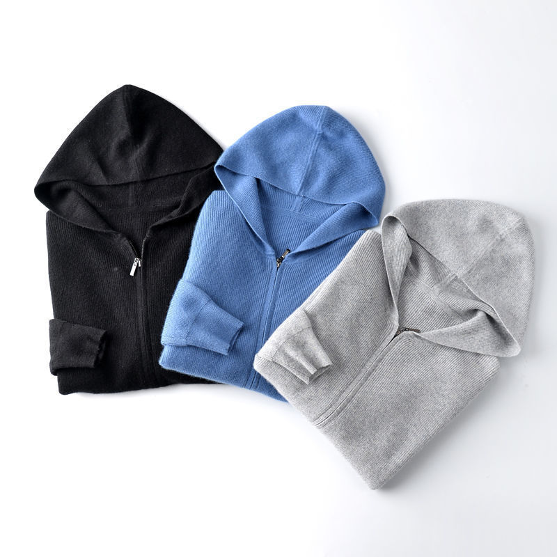 Men's Zipper Hooded Sweater Cardigan