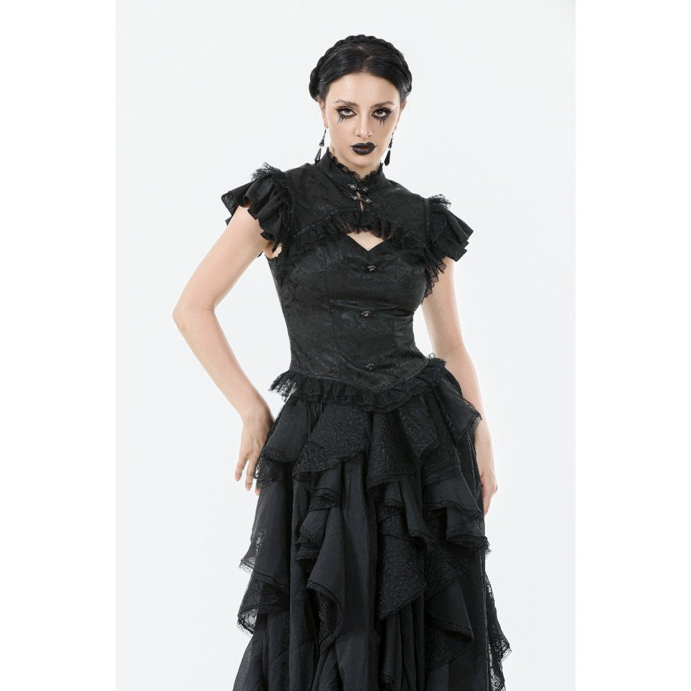 Dark in Love Seraphine Lace Shoulder Goth Top