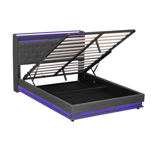 5ft King LED Storage Bed with USB-C