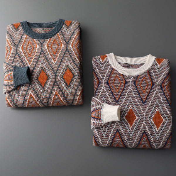Pull basique losanges rétro pour homme
