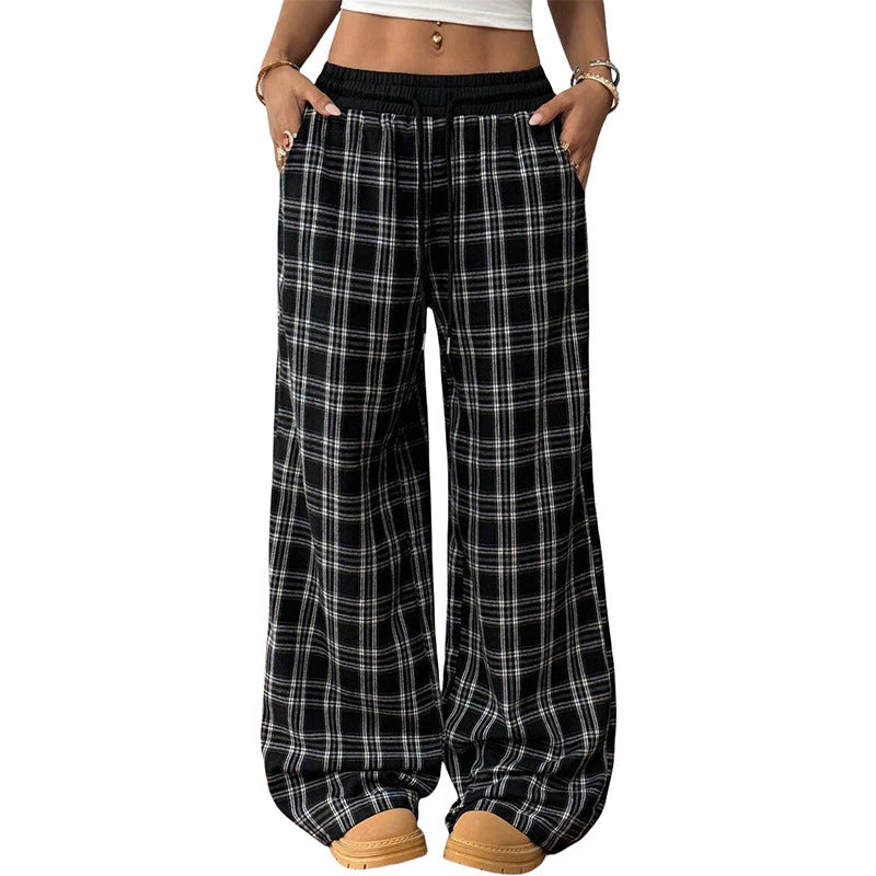 Retro Plaid Loose Casual Pants