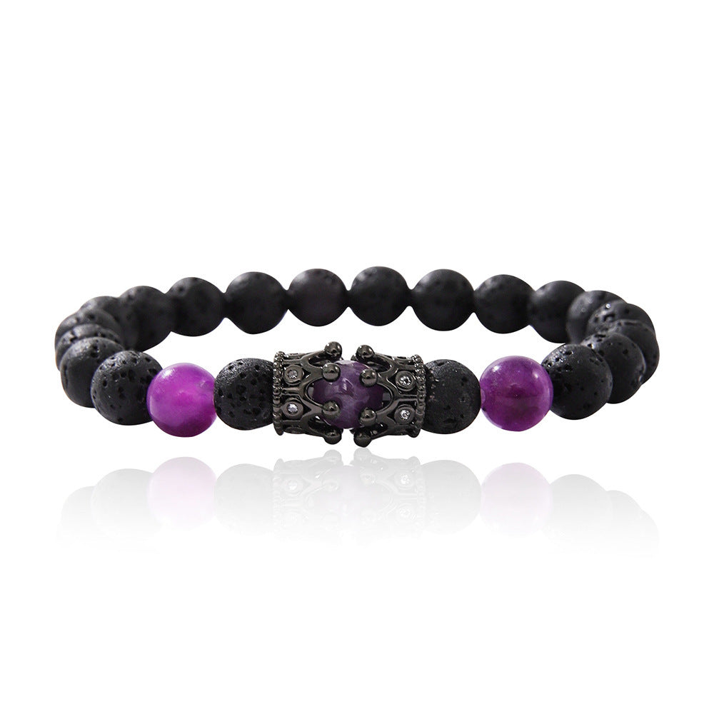 Zircon Crown Volcanic Rock Beaded Bracelet