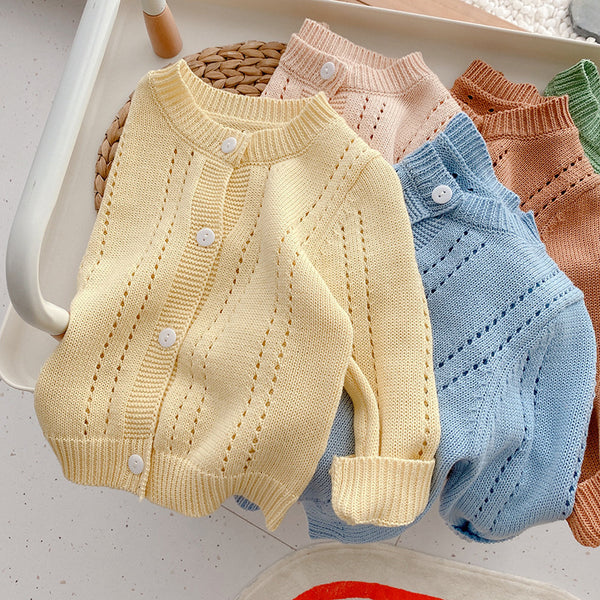 Candy Kids Full Sleeve Solid Knitted Outwear Coat Sweater - Stuffs & Savers