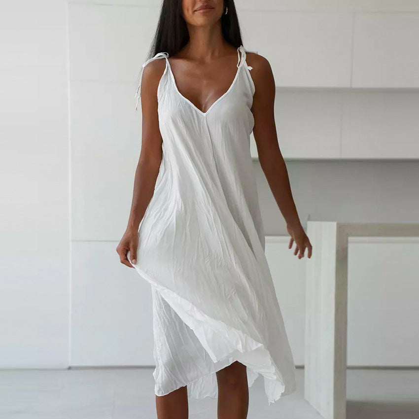 White Comfortable Sling Dress
