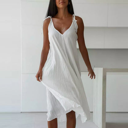 White Comfortable Sling Dress